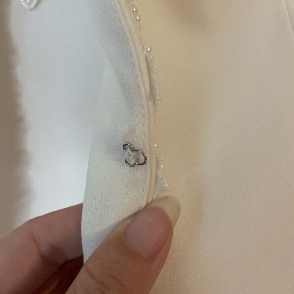 KAREN LAWRENCE BY MATTHEW 2-PIECE LAYERED Ivory embellished, DRESS & JACKET Sz10 - Picture 7 of 9